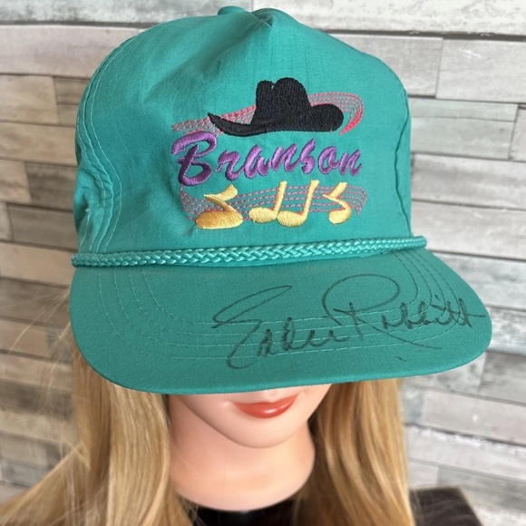 Vtg Hat Signed Eddie Rabbitt Branson Missouri Country Music Trucker Snapback Cap - Picture 1 of 14